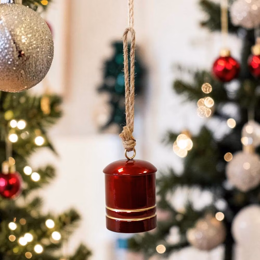 Four Candle Red and Gold Metal Cowbell Hanging Christmas Decoration – 2