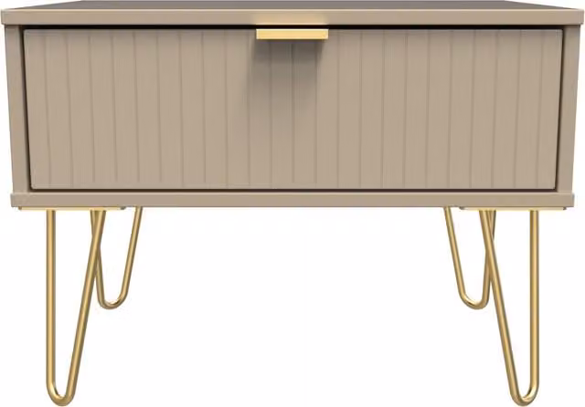 2 U Bexley Ready Assembled 1 Drawer Wide Side Table in Light Brown and Gold