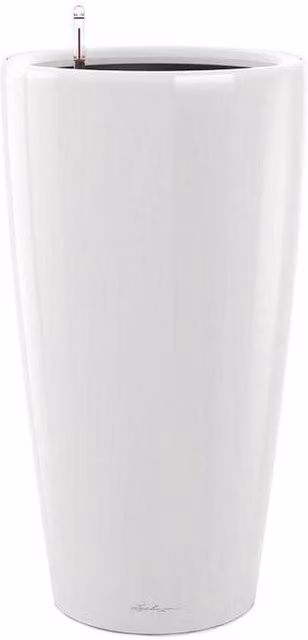 Lechuza Rondo Round Tall Self-Watering Planter, White High-Gloss