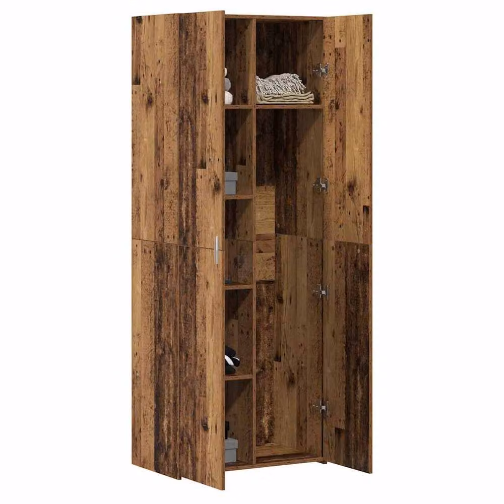 Berkfield Home Rustic Old Wood Highboard in Brown, W/D/H: 70 x 42.5 x 185 cm – 2