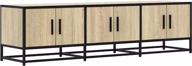 Berkfield Home Industrial TV Cabinet in Sonoma Oak and Beige, W/D/H: 150 x 35 x 41 cm