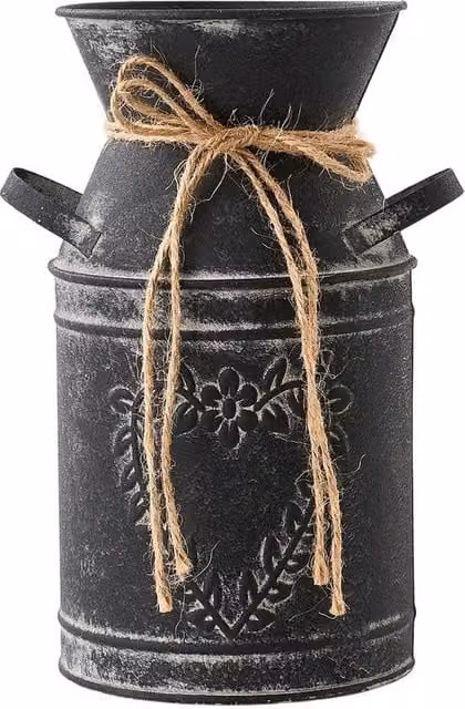 NESTLUNE Black Vintage Metal Rustic Leaf Flower Vase, Height: 100 cm, Width: 15 cm – 1