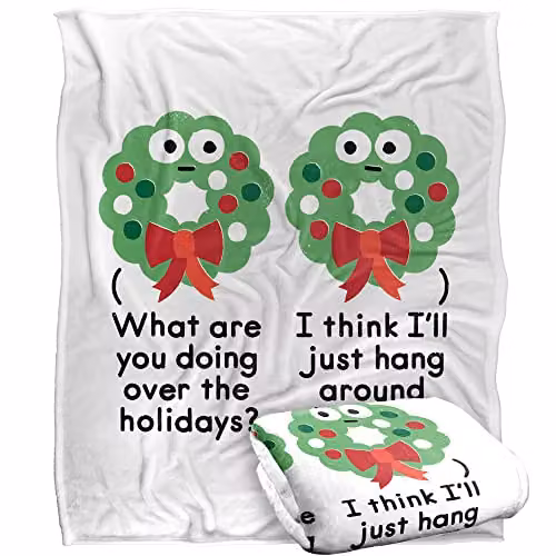 Bcreative David Olenick Merry Christmas Silky Touch Super Soft Fleece Throw Blanket, White, W/D/H: 152 x 127 cm – 1