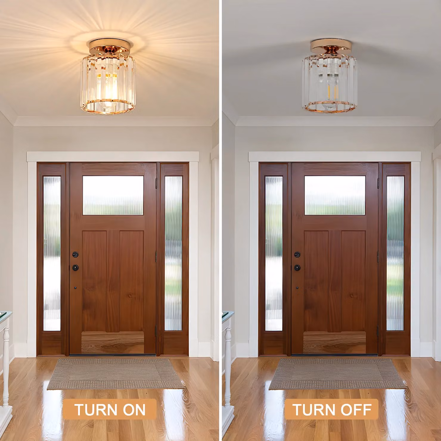 COMELY Modern Crystal LED Ceiling Light in Gold/Brass – 2