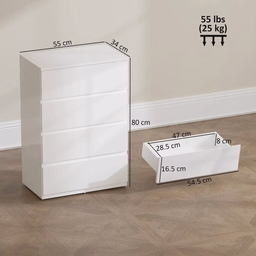 KORVIXA High Gloss Chest of Drawers in White with Soft Close Drawers – 2