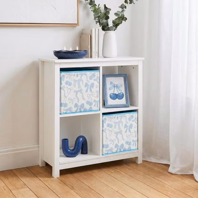 OHS 2 Pack Folding Fabric Storage Cube Organiser for Shoes or Toys in Blue