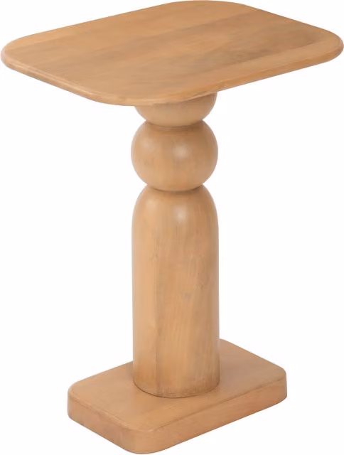 MH London Vita Solid Wood Side Table in Brown and Beige