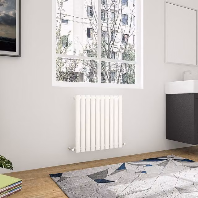 AicaBathroom Horizontal Oval Column Radiator in White, W: 59 cm