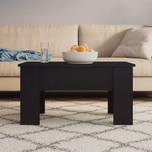 Berkfield Home Modern Black Rectangular Coffee Table with Lift Mechanism, W: 79 cm, D: 49 cm, H: 41 cm – 1