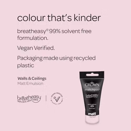Crown Walls & Ceilings Mid Pink Dead Matt Paint Tester Sample 40ml – 2