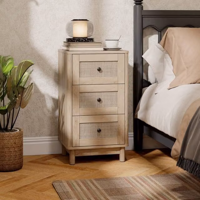 HOMCOM 3 Drawer Chest of Drawers in Natural Oak for your Living Room or Bedroom
