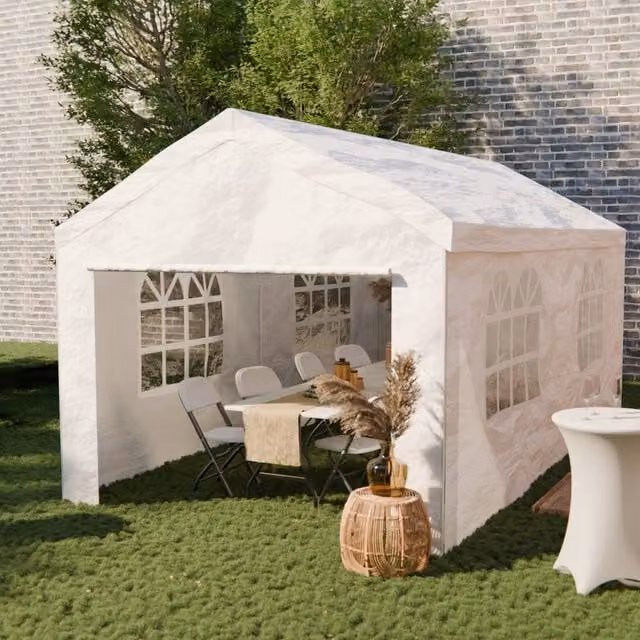 sweeek White Gable Reception Tent with Windows, W: 6 m, D: 3 m, H: 2.77 m – 1