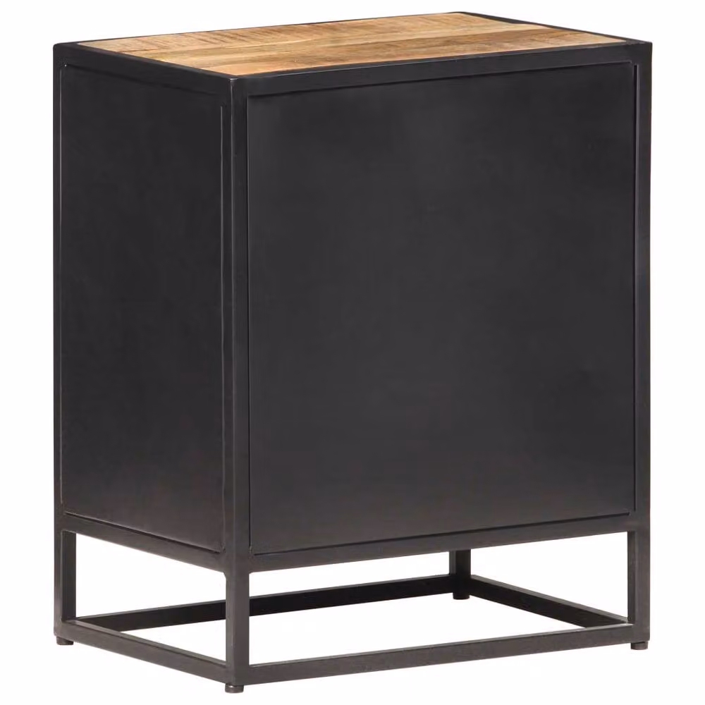 Berkfield Home Beautiful Bedside Cabinet in Brown Rough Mango Wood and Rattan, W/D/H: 40 x 30 x 50 cm – 5