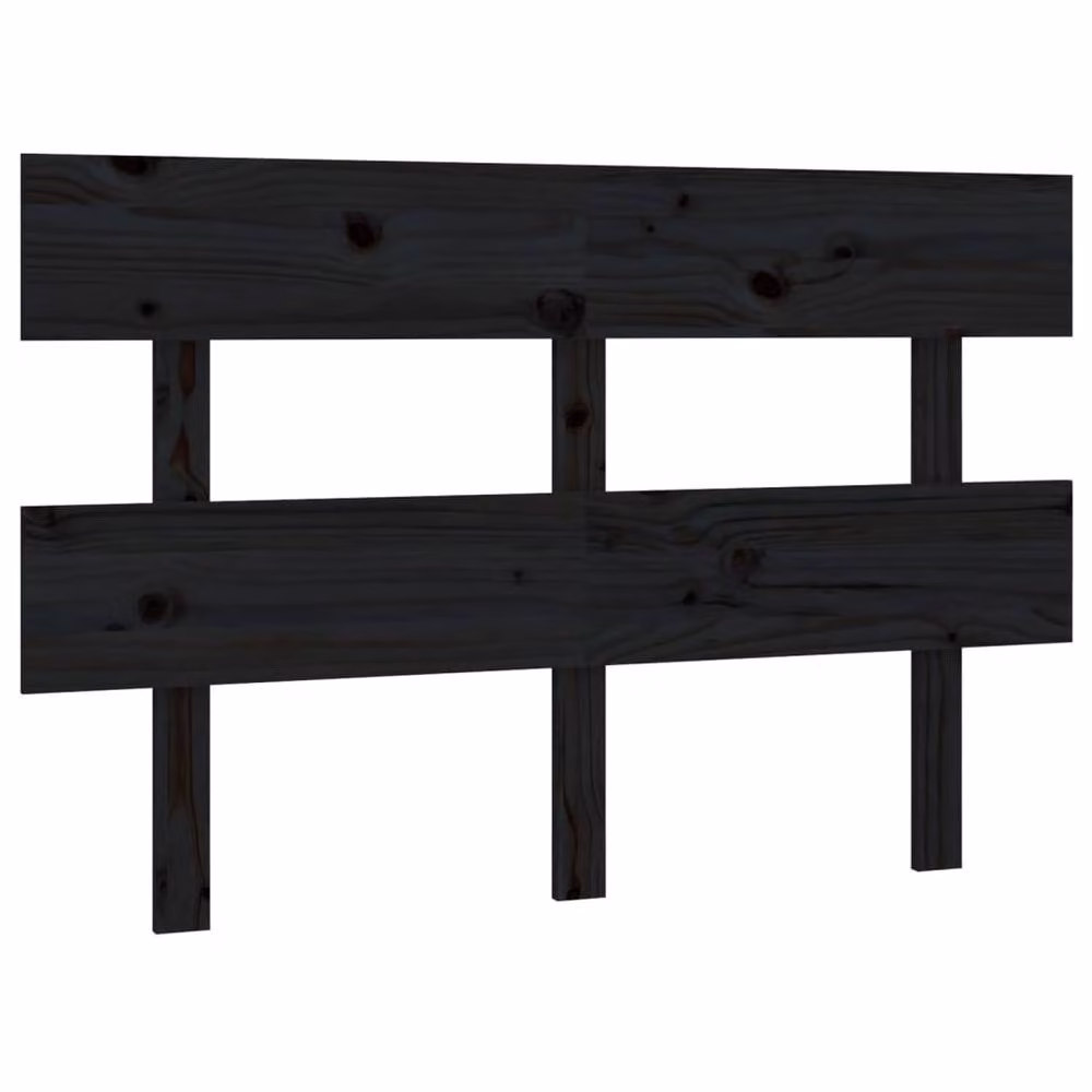 Berkfield Home Beautiful Black Solid Pine Wood Bed Headboard W/D/H: 124 x 3 x 81 cm – 2