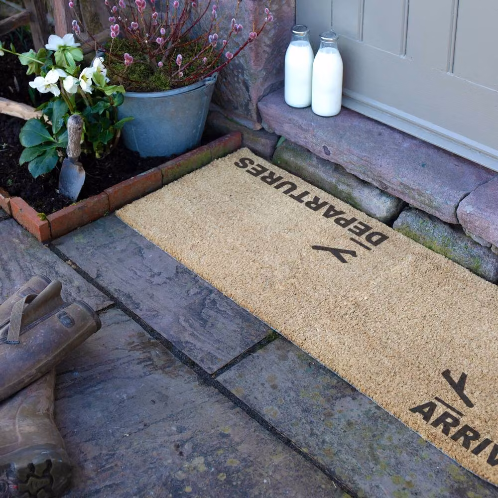 Artsy Mats Arrivals Departures Coir Doormat in Brown, W/D: 120 x 40 cm – 3