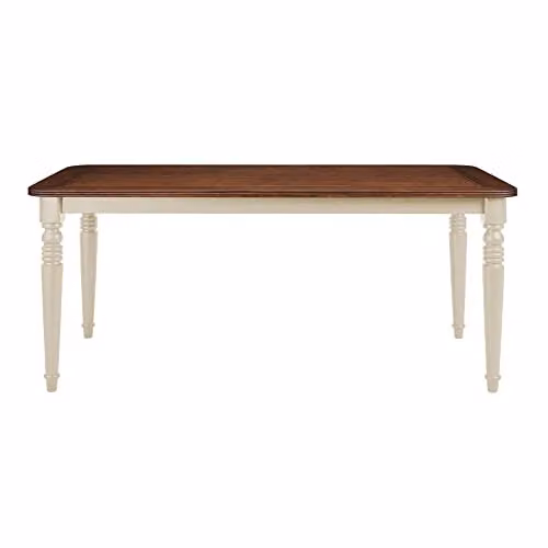 Statement Furniture Queensbury 8 Seater Wooden Dining Table with Oak Top in Cotswold Cream, W: 180 cm, D: 91 cm, H: 78 cm – 1