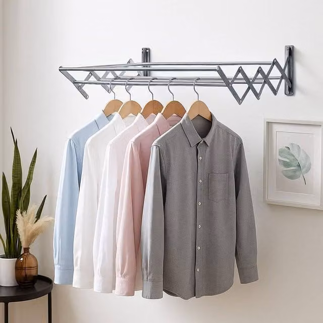 Voltico Grey Extendable Wall-Mounted Metal Airer for Indoor Drying – 1