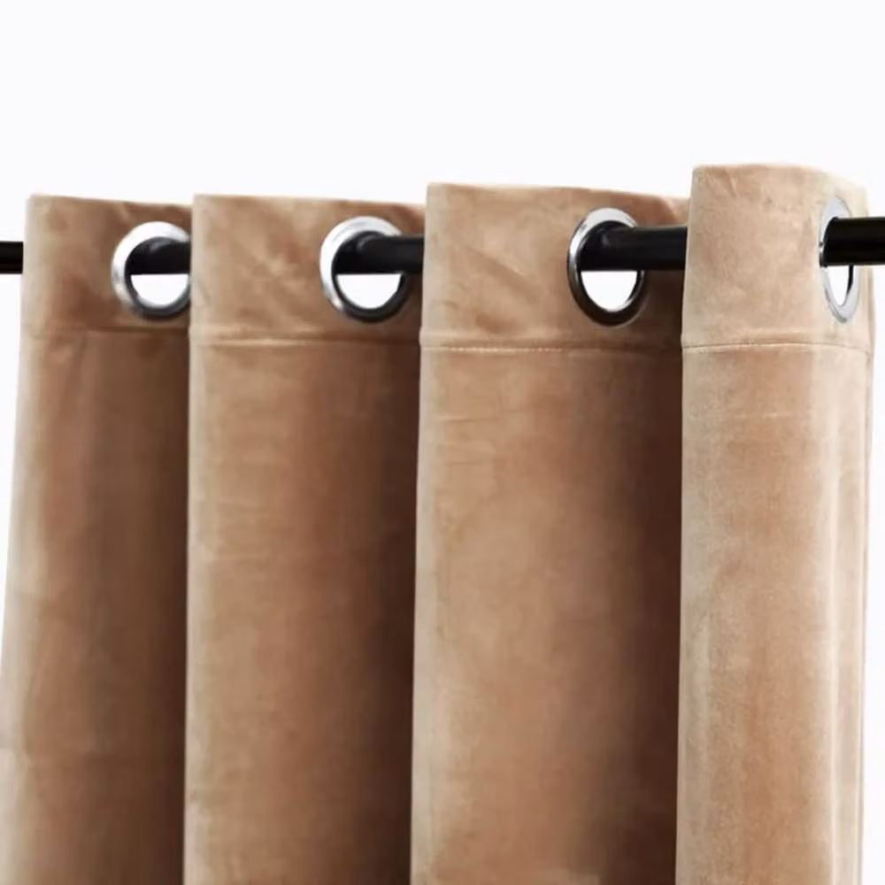 Berkfield Home Blackout Velvet Curtains in Beige, 2 Pack, W: 140 cm, H: 225 cm – 3
