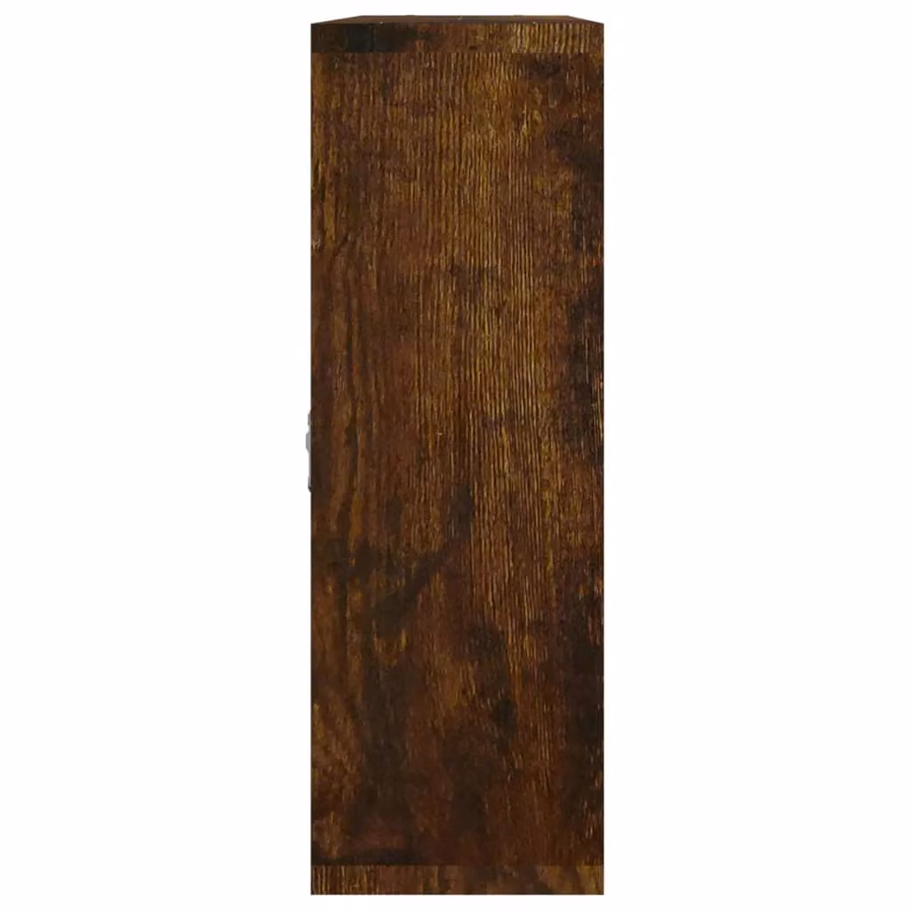 Berkfield Home Wall Mounted Display Shelf with 8 Compartments in Smoked Oak Brown – 3