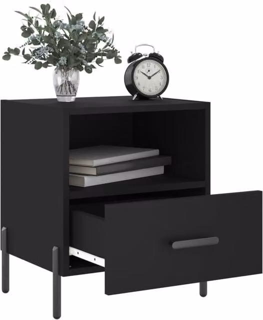 Berkfield Home Modern Bedside Cabinets, 2 Piece Set, Black, W: 40 cm, D: 35 cm, H: 47.5 cm – 1