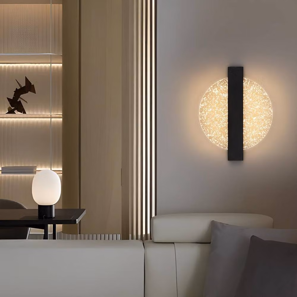 Goeco Modern Round LED Wall Light, 12W, 3000K Warm White, Black and Silver – 3