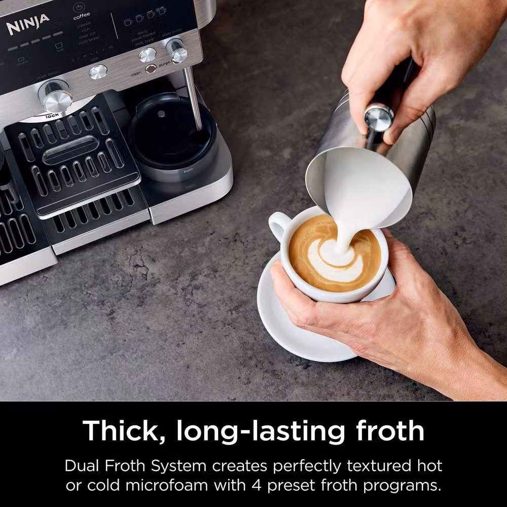 Ninja Luxe Café 2 in 1 Mini Espresso Machine ES301UK in Black with Integrated Scale and Steam Wand – 8