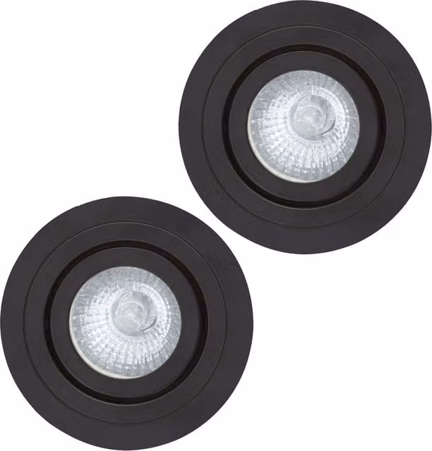 Litecraft 2 Pack of Tiltable Circular Recessed IP65 Downlights in Matte Black