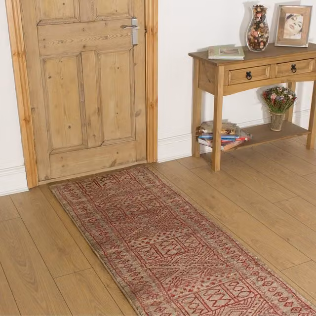 runrug Afrikans Hallway Carpet Runner Rug in Red, W: 80 cm, L: 180 cm