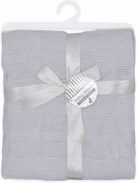 My Little World Knitted Fluffy Baby Blanket in Silver
