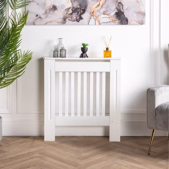 Home Treats Modern MDF Radiator Cover in White or Grey, Width: 78 cm