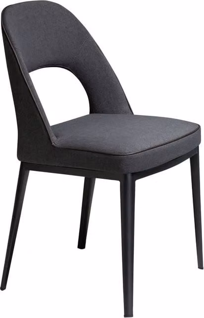 Angel Cerda Modern Grey Fabric Dining Chair with Black Metal Legs