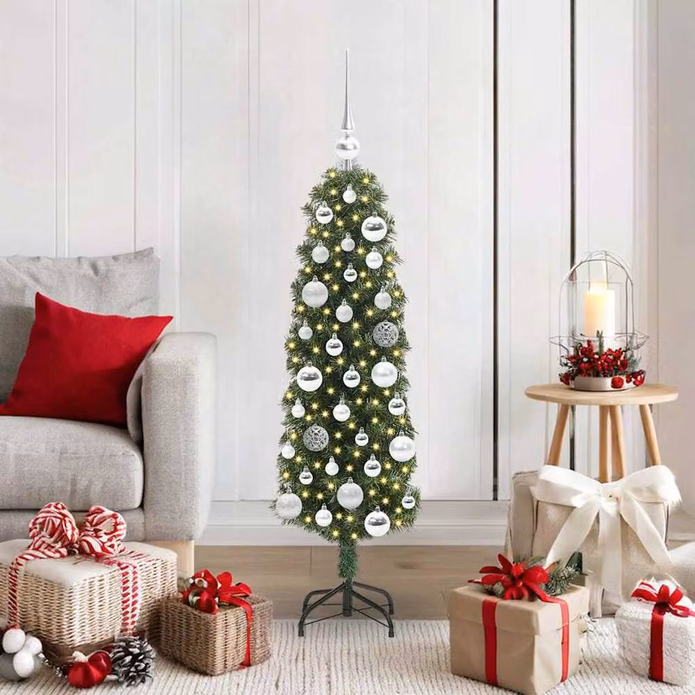 Berkfield Home Artificial Christmas Tree with 150 LEDs and Stand, Green, H 120 cm x W 38 cm x D 38 cm – 2