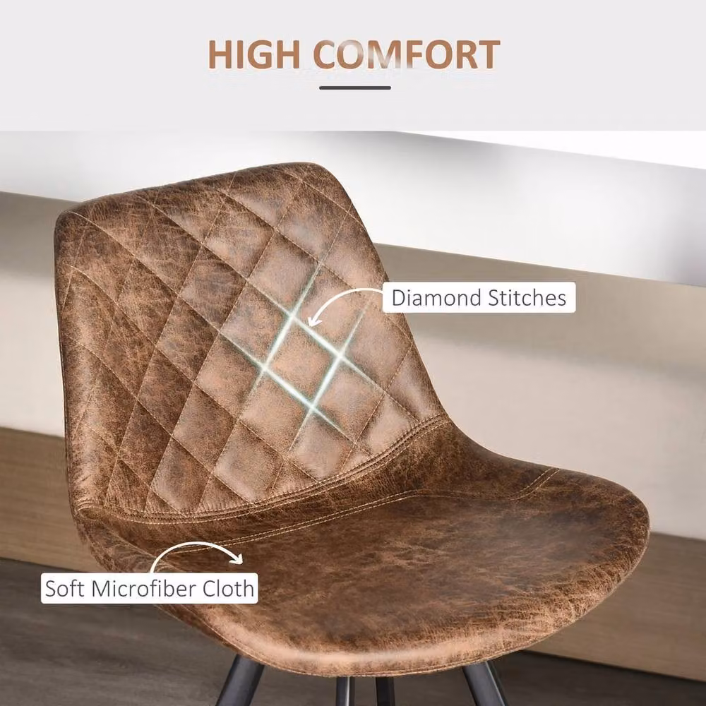 Havendro Set of 2 Vintage Brown Microfibre Cloth Tub Seat Bar Stools with Matt Metal Legs – 4