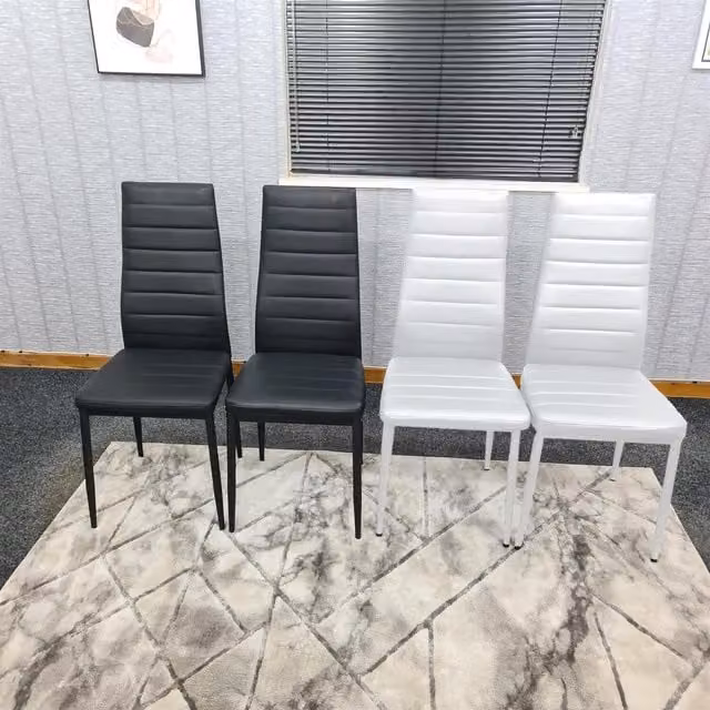 Kosy Koala Set of 4 Modern White Synthetic Leather Dining Chairs with Metal Legs