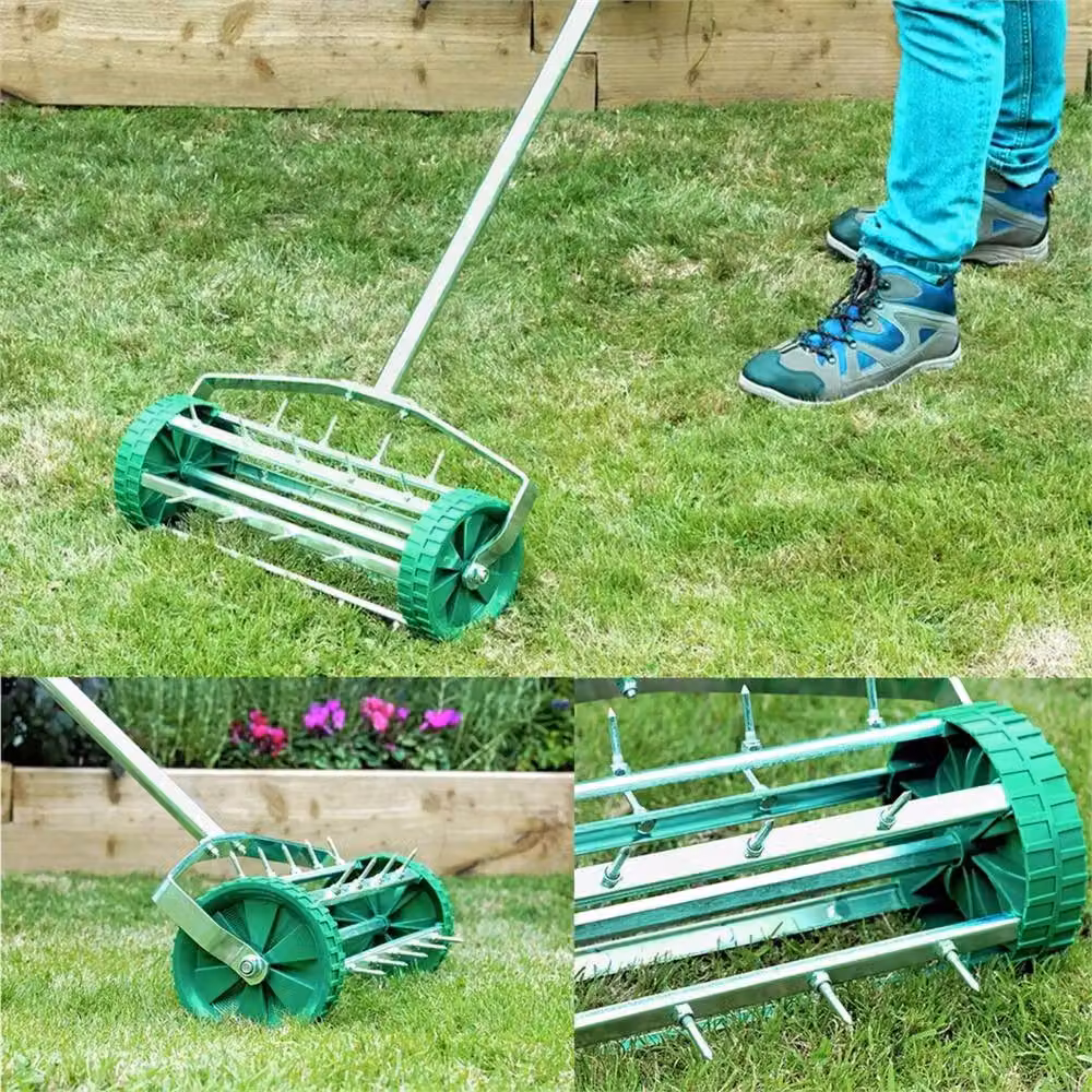 VOGREX Manual Aerating Lawn Roller for Garden Grass in Green – 2