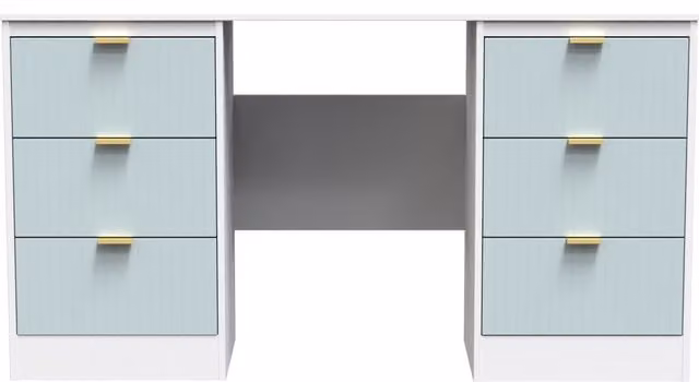 Ready Assembled 2 U Denver 6 Drawer Kneehole Desk in Duck Egg Blue – 1