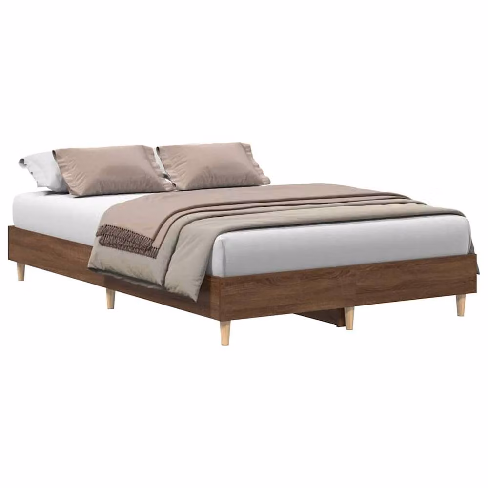 Berkfield Home Small Double Wood Bed Frame in Brown Oak, W/D/H: 120 x 190 cm – 2