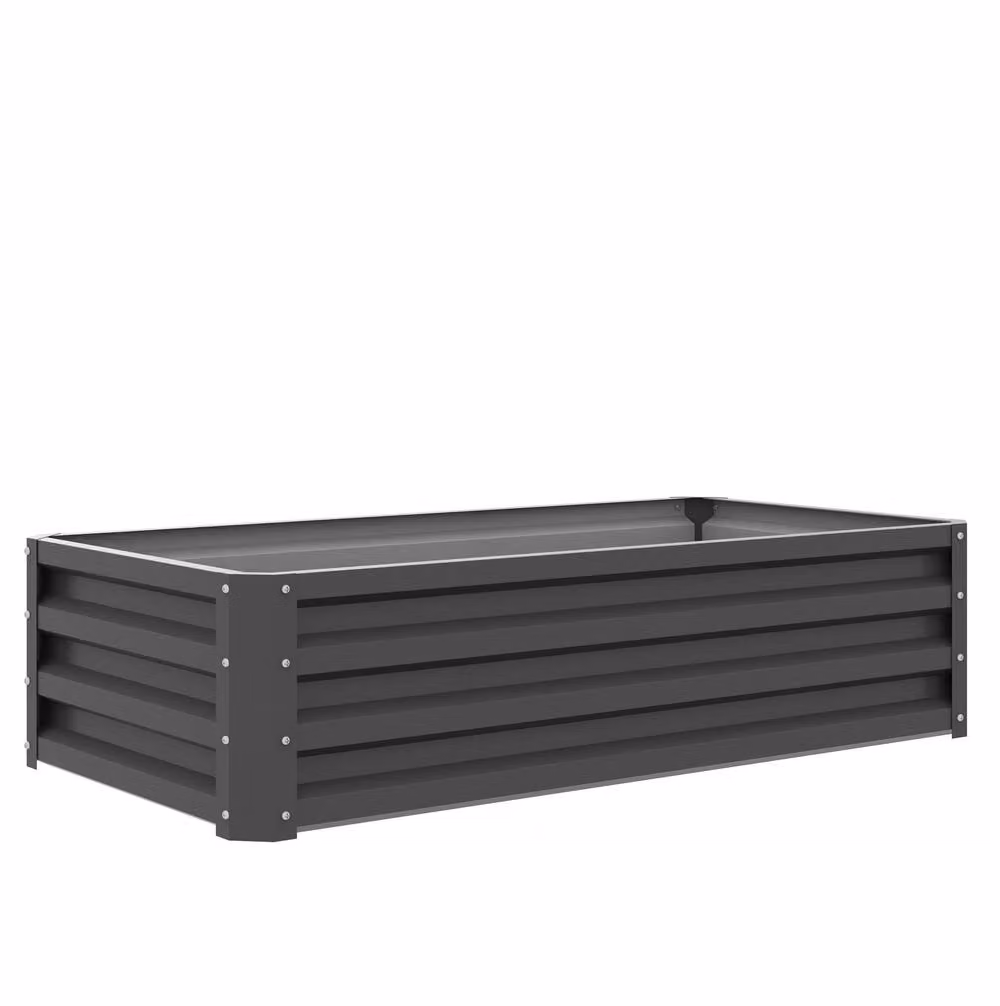 STILVORA Grey Galvanised Steel Raised Garden Bed W: 120 cm, H: 60 cm – 3
