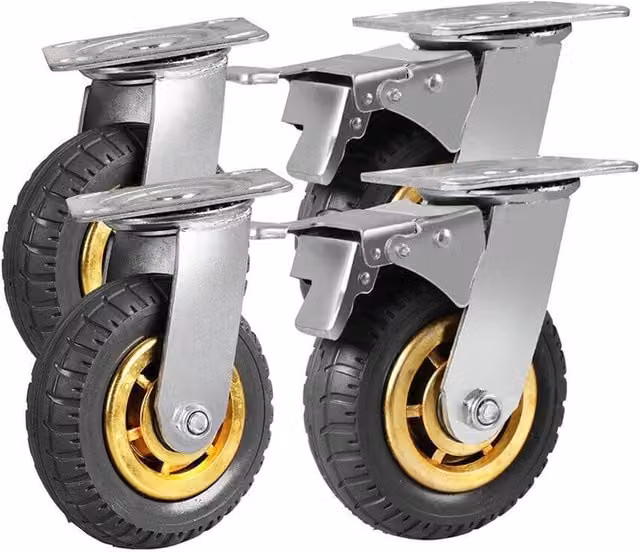 Kelvenix Set of 4 Heavy Duty 6 inch Swivel Castor Wheels in Silver