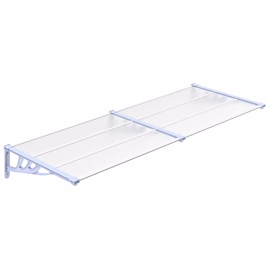 Berkfield Home Polycarbonate and Aluminium Door Canopy in Grey and Transparent, W: 239 cm, D: 90 cm – 2