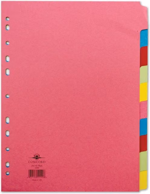 Pukka Concord Pastel A4 Paper Dividers, Multicolour, Pack of 10