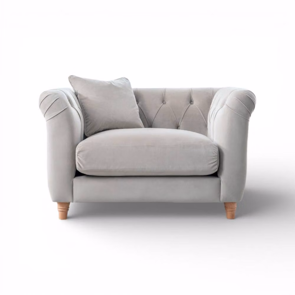 The Great Sofa Company Kensington Silver Velvet Chesterfield Armchair – 2
