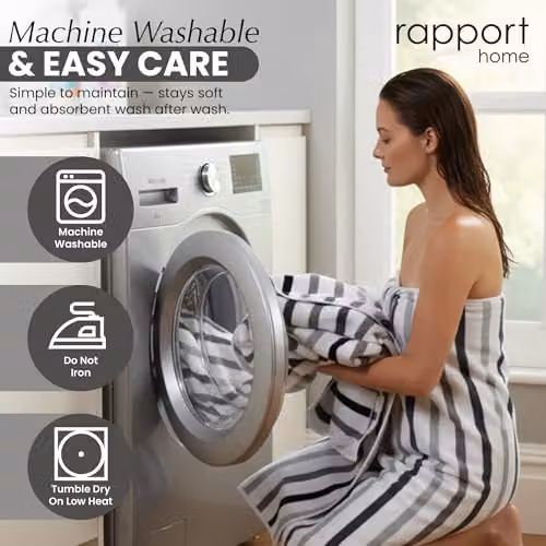 Rapport Home Amalfi 6-Piece Striped Cotton Towel Bale Set in Black, 500GSM – 4