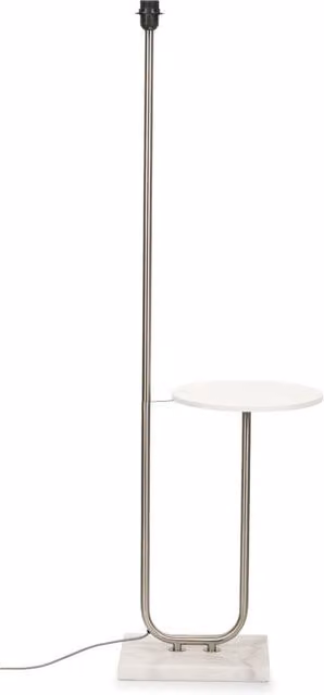 ValueLights Tavel Modern Floor Lamp Base with Built-in Marble Side Table in Brushed Chrome and Metallic Silver – 1