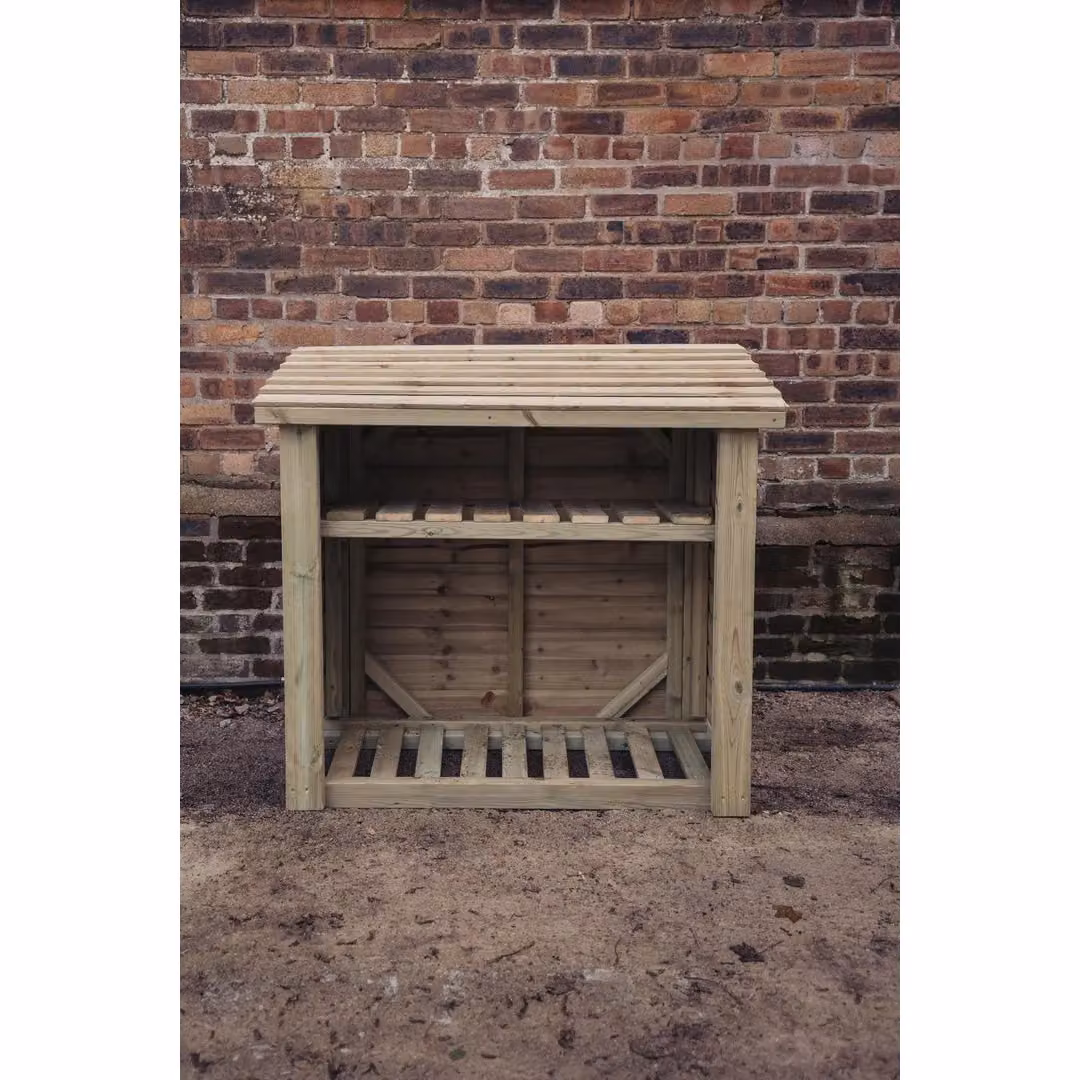 Churnet Valley Garden Furniture Ltd Brown Wood Log Store with Kindling Shelf, W/D/H: 121.9 x 121.9 x 65 cm – 3