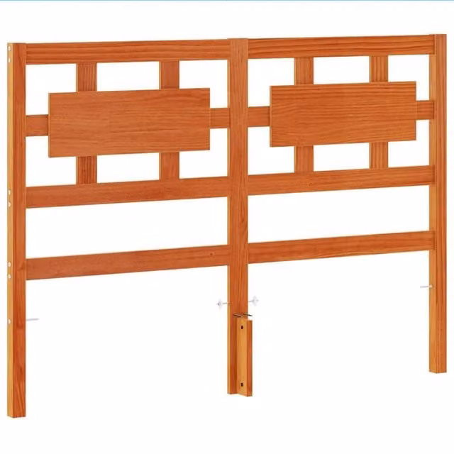 Berkfield Home Rustic Solid Wood Pine Headboard in Wax Brown, Width: 135 cm – 1