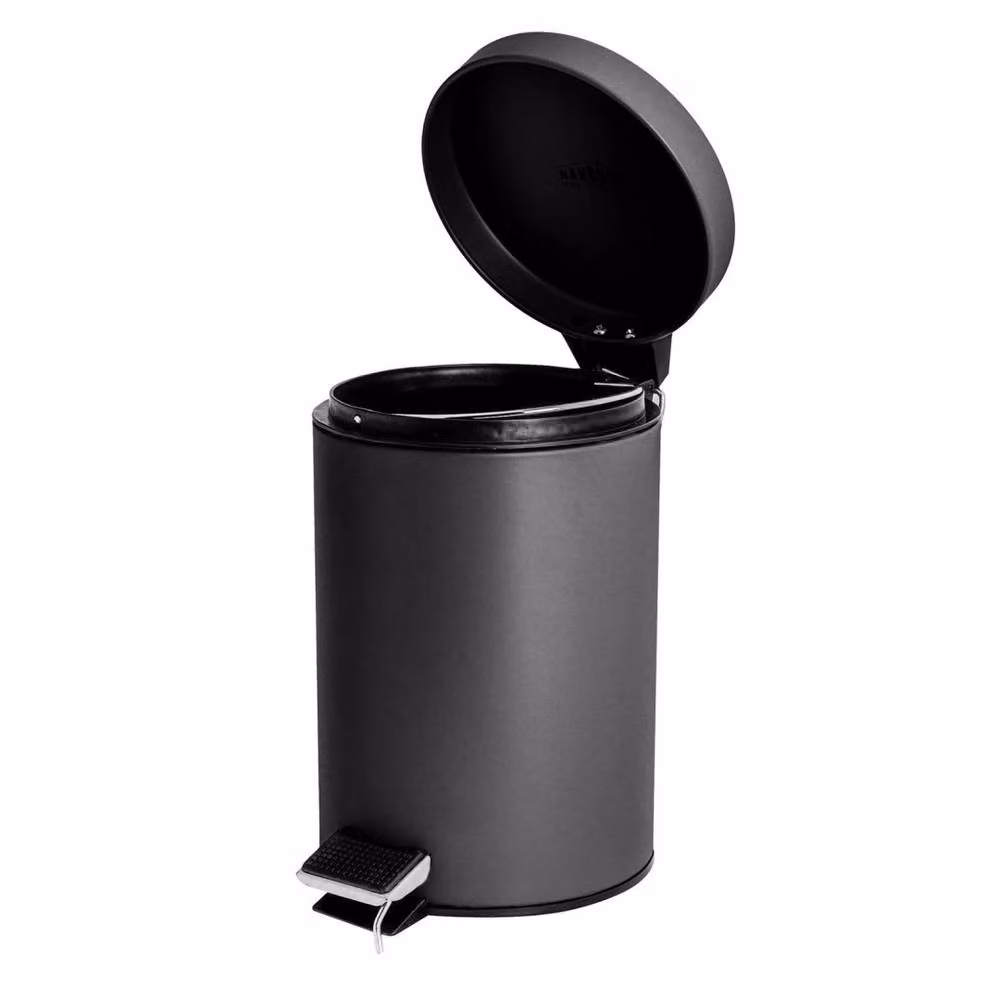 Havendro Set of 2 Round Bathroom Pedal Bins, 3L, Matt Black with Removable Inner Bucket – 2