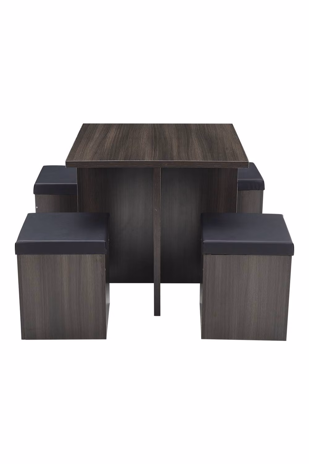 H&O Direct Modern Black Square Dining Table and 4 Stools Set – 2