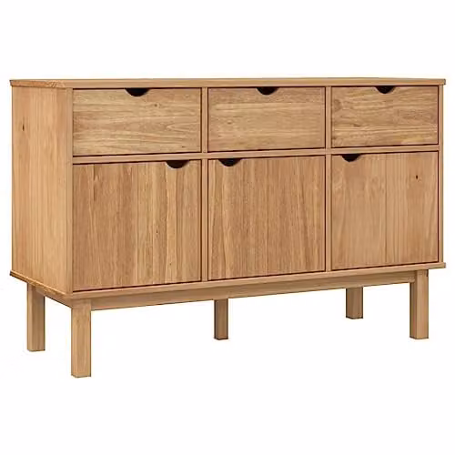 vidaXL OTTA Scandinavian Sideboard in Brown Solid Pine, W/D/H: 114 x 43 x 73.5 cm