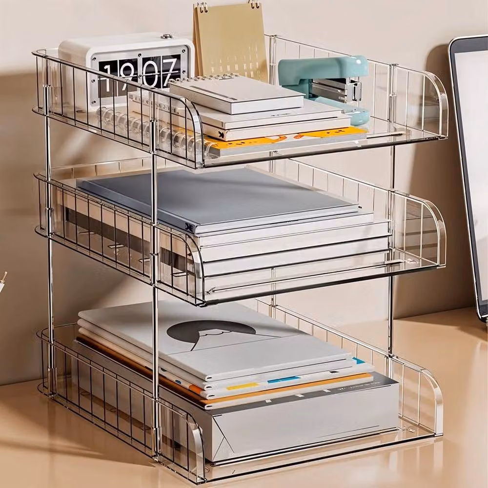 FLAVORA 3-Tier Stackable A4 Letter Tray in Transparent Acrylic – 3